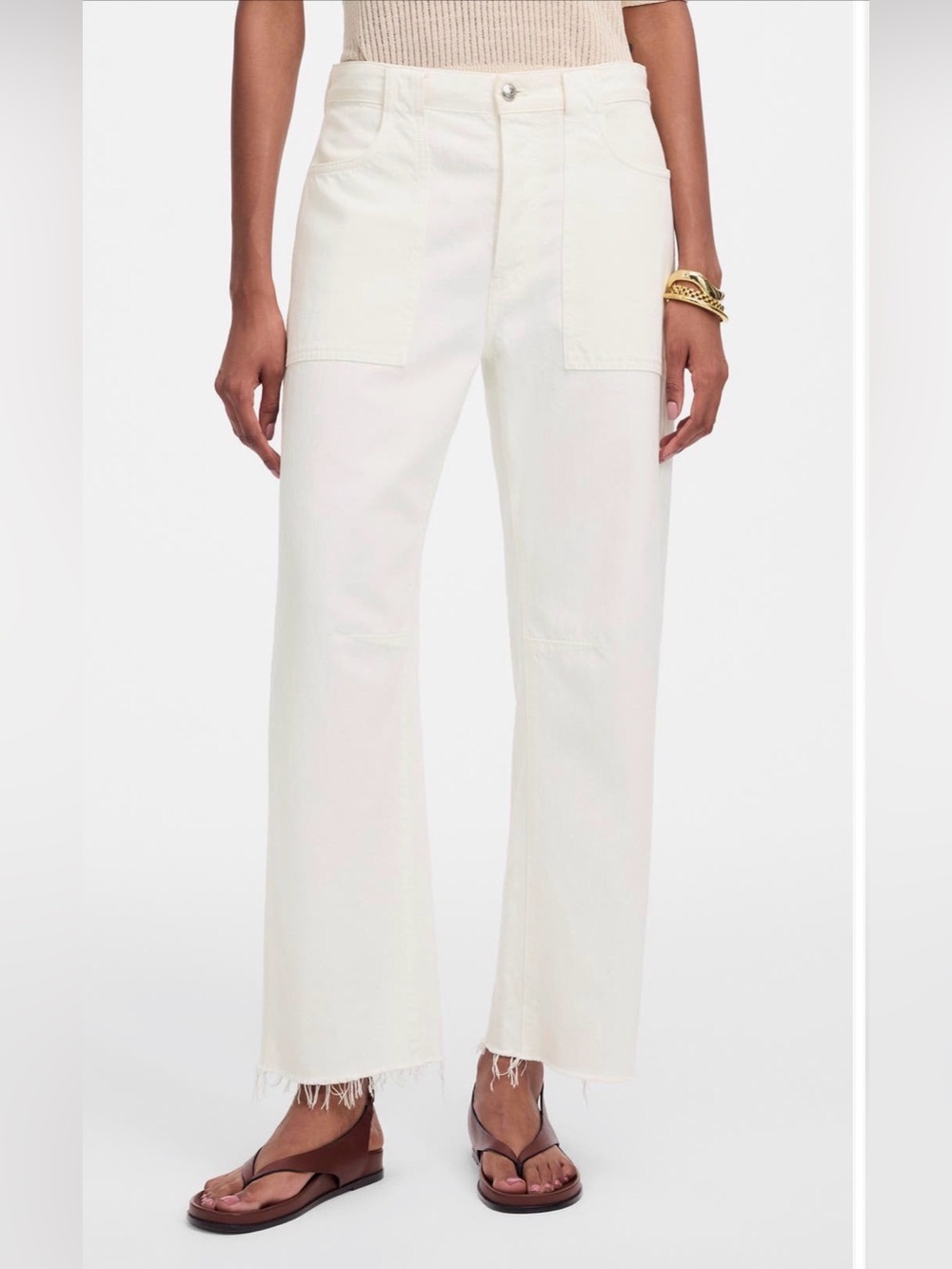 Madewell The Darted Raw Hem Barrel-Leg Utility Jean